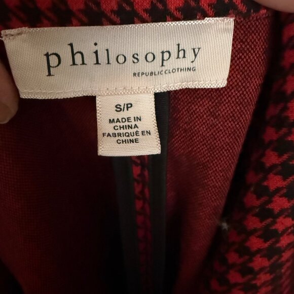 Philosophy Republic Clothing Red & Black Houndstooth Blazer Jacket S/P - Picture 4 of 5